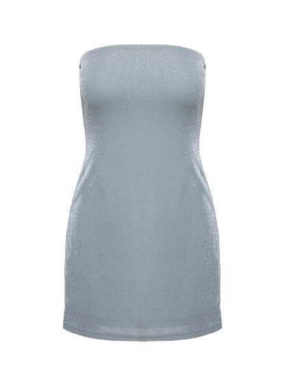 Chromatica Strapless Mini Dress Silver