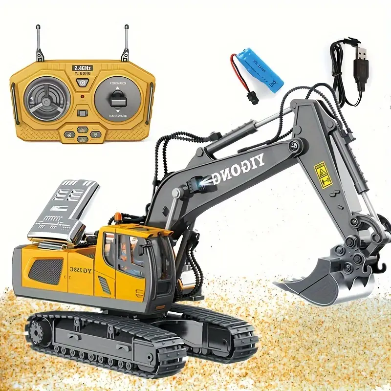 2.4G Excavadora de aleación con    : Coche de juguete de vehículo de construcción, Coche de juguete   de simulación,   de       de   de Halloween detalles 0