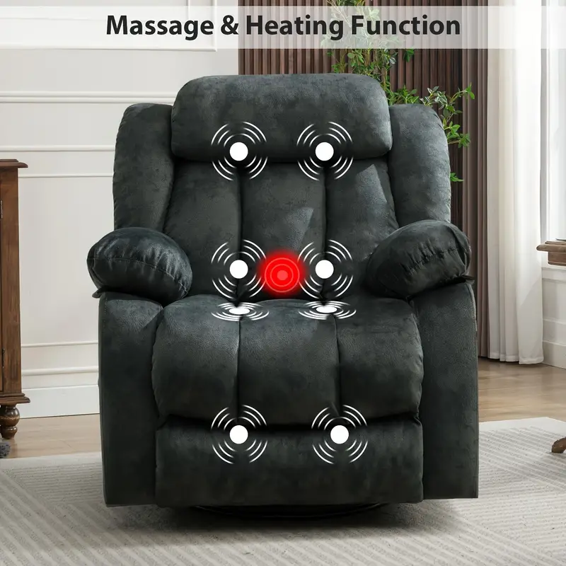 Sillón reclinable     de  , mecedora de masaje con   y vibración, sofá   de   antideslizante, sillón reclinable   resistencia    ,   grisáceo detalles 6