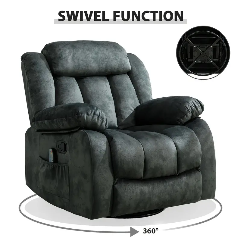 Sillón reclinable     de  , mecedora de masaje con   y vibración, sofá   de   antideslizante, sillón reclinable   resistencia    ,   grisáceo detalles 4