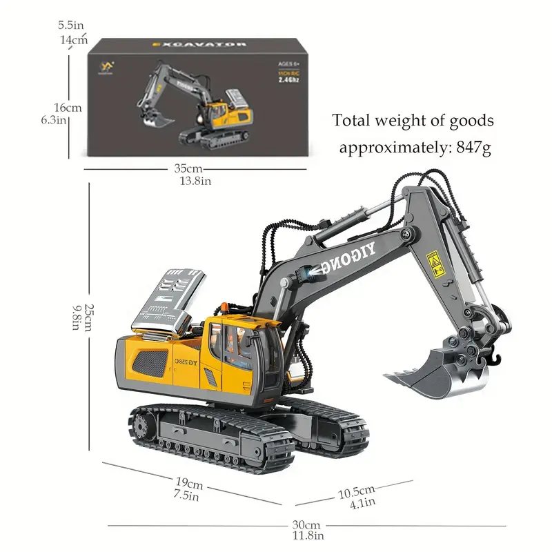 2.4G Excavadora de aleación con    : Coche de juguete de vehículo de construcción, Coche de juguete   de simulación,   de       de   de Halloween detalles 6