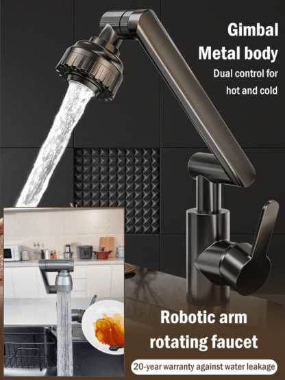  360°+360°+360° rotation, mechanical arm faucet with a 20-year quality guarantee! 🚰🔄