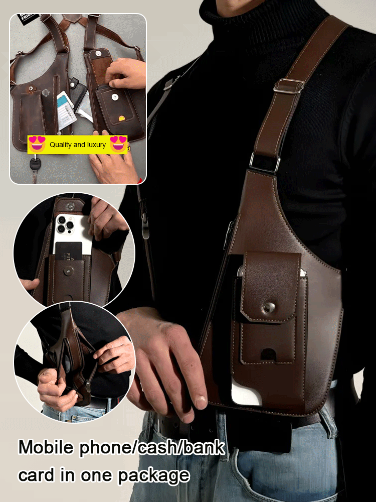 100% Leather Multifunctional Vest Backpack, the best choice for daily commutes and outdoor activities! 🎒🌟
