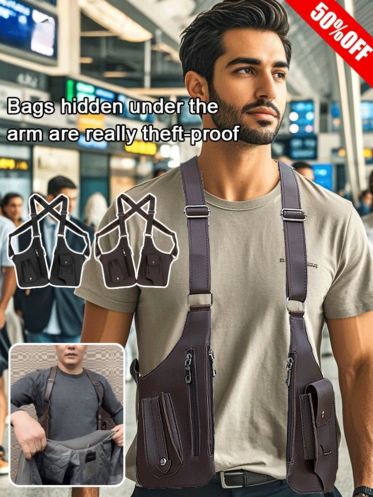 100% Leather Multifunctional Vest Backpack, the best choice for daily commutes and outdoor activities! 🎒🌟