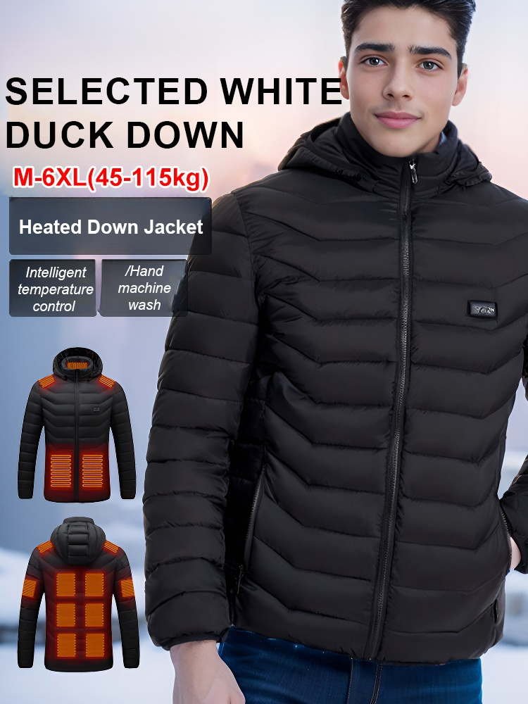 Heated down jacket powered by a power bank! ❄️ Withstands extreme cold up to -50℃! 🧥🔋