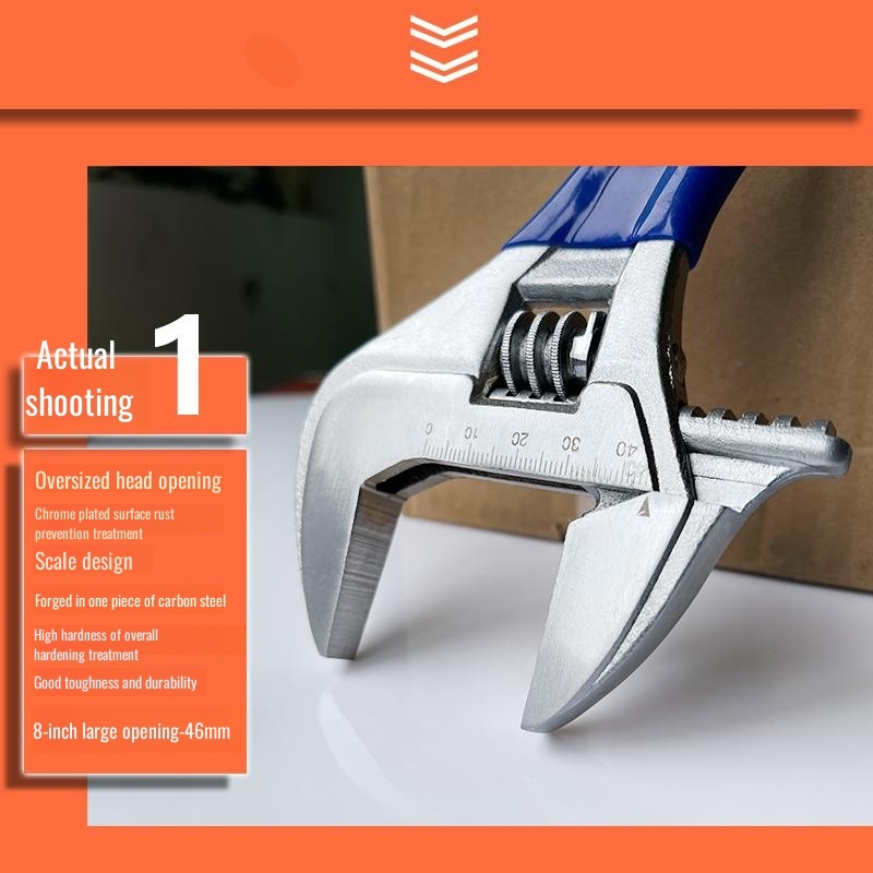 Super large diameter short handle movable wrench 6 inch 8 inch 10 inch 12 inch adjustable wrench new