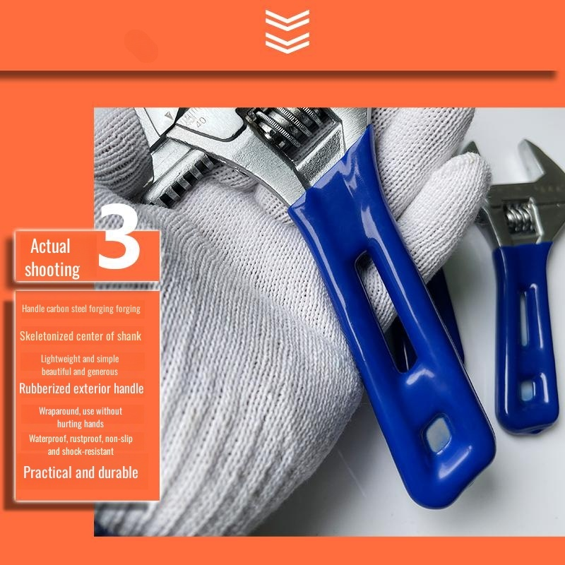 Super large diameter short handle movable wrench 6 inch 8 inch 10 inch 12 inch adjustable wrench new