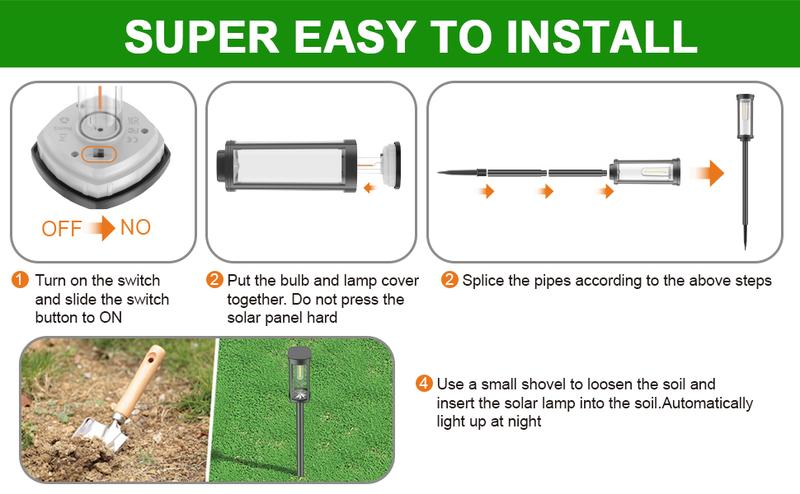 Product Introduction of Solar Pathway Lights Outdoor, Bright Solar Path Lights Outside Garden Lights IP65 Waterproof, Solar Walkway Lights Solar Powered Landscape Lights for Driveway Lawn Patio Sidewalk Yard 4