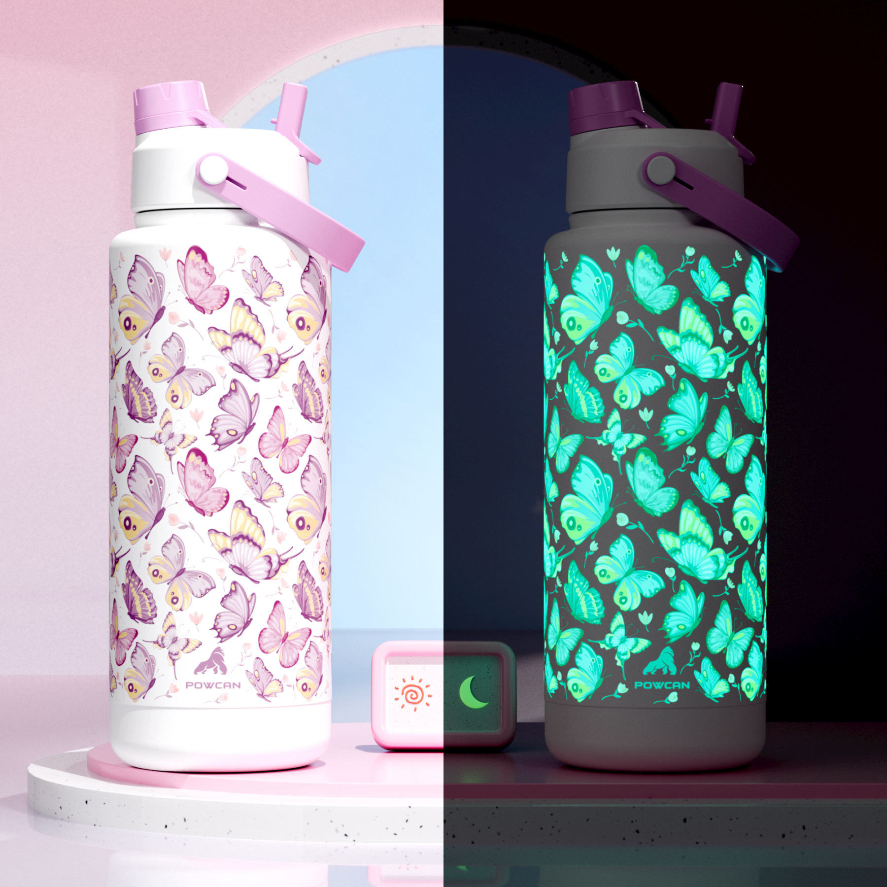 40 oz Insulated Water Bottle with 2-in-1 Straw and Spout Lid