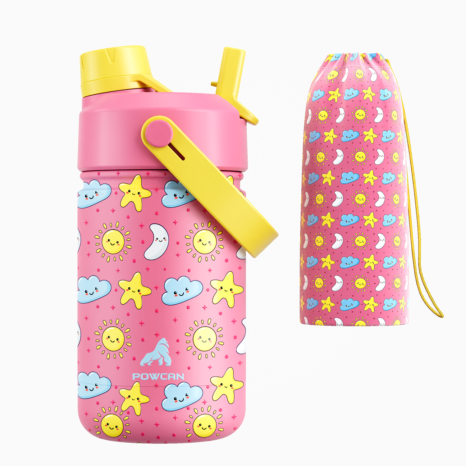 12 oz Insulated Water Bottle with 2-in-1 Straw and Spout Lid