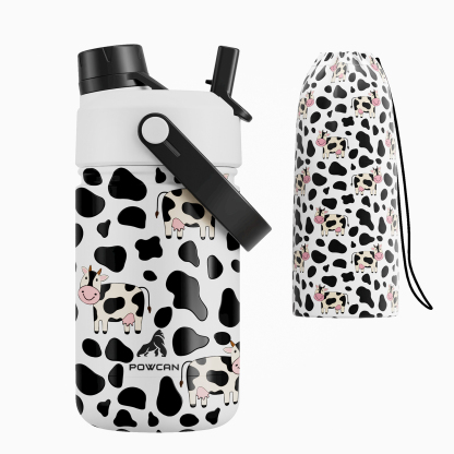 12 oz Insulated Water Bottle with 2-in-1 Straw and Spout Lid