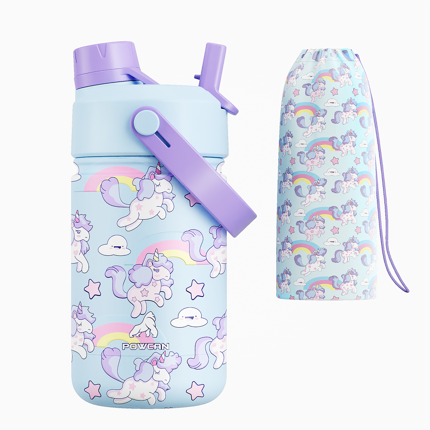 12 oz Insulated Water Bottle with 2-in-1 Straw and Spout Lid