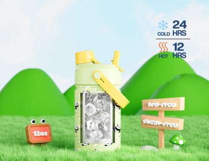 12 oz Insulated Water Bottle with 2-in-1 Straw and Spout Lid