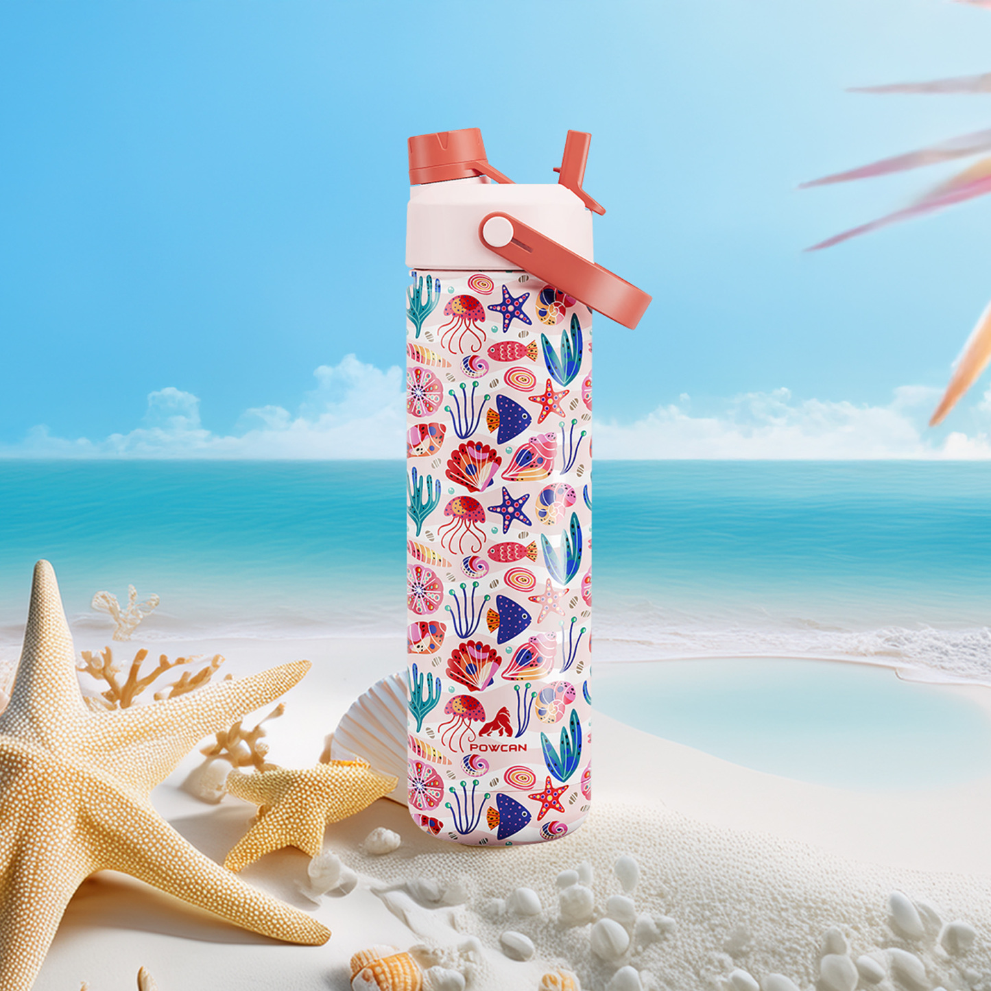 26 oz Insulated Water Bottle with 2-in-1 Straw and Spout Lid