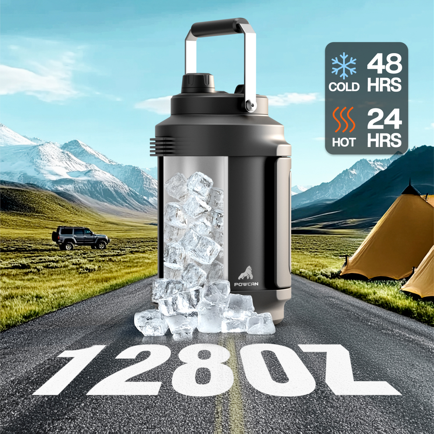 1 Gallon / 128 oz Insulated Water Jug with 2-in-1 Lid and Dual Handle