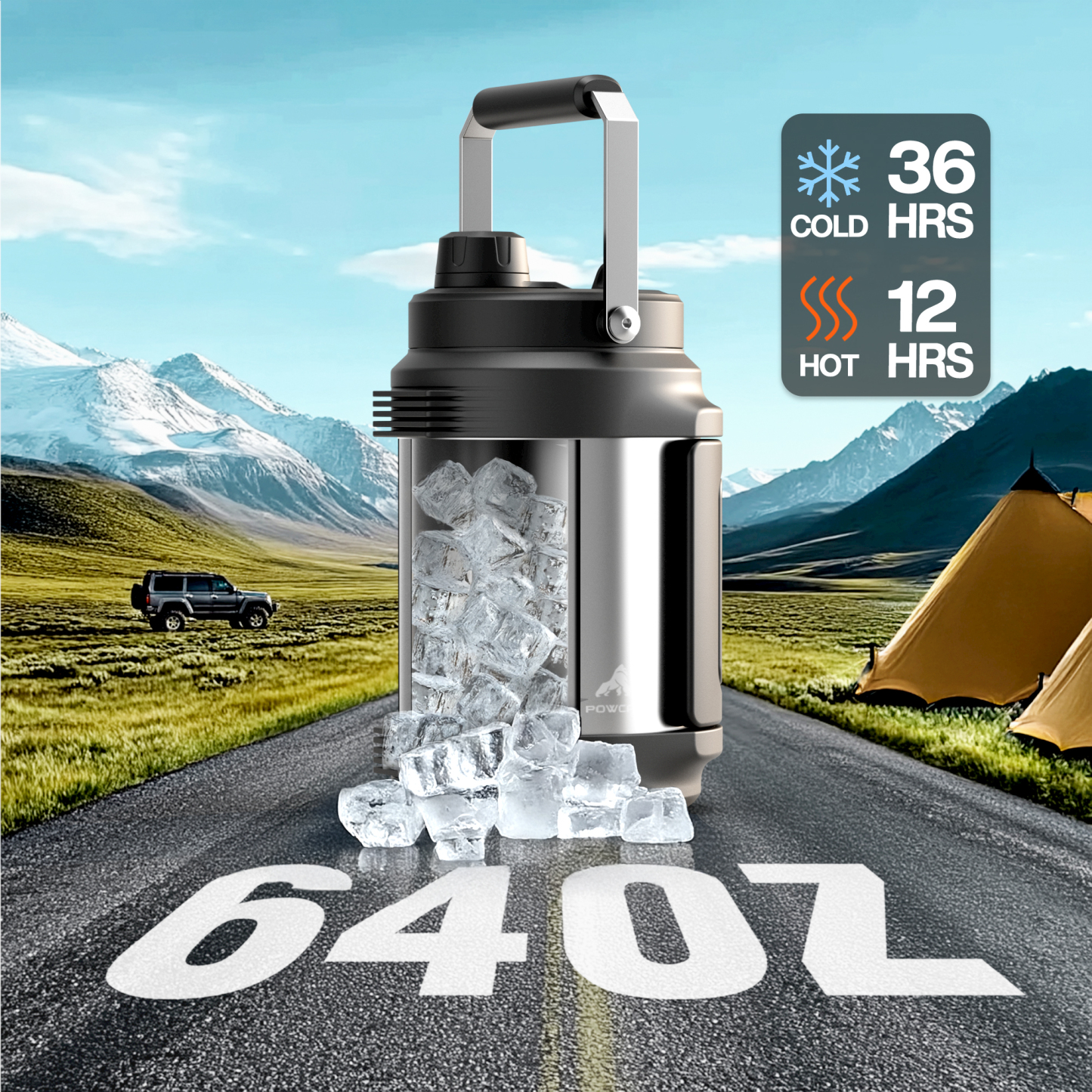 0.5 Gallon / 64 oz Insulated Water Jug with 2-in-1 Lid and Dual Handle