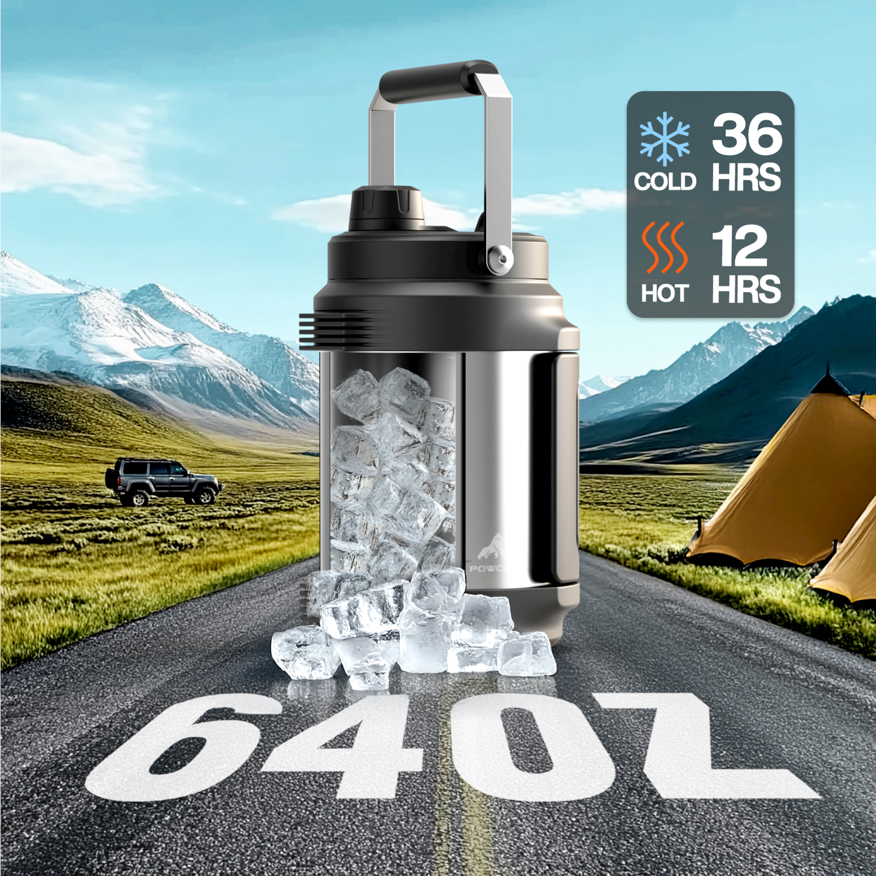 0.5 Gallon / 64 oz Insulated Water Jug with 2-in-1 Lid and Dual Handle