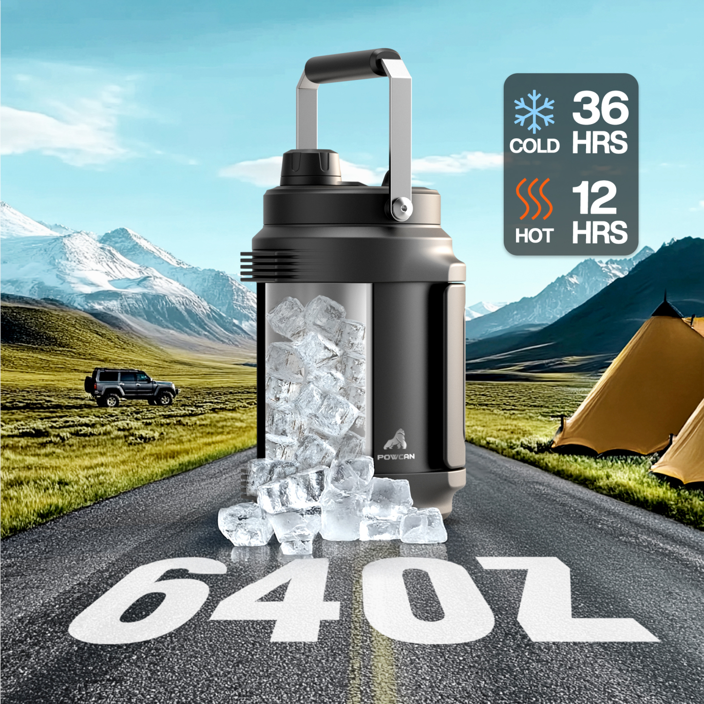 0.5 Gallon / 64 oz Insulated Water Jug with 2-in-1 Lid and Dual Handle