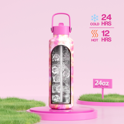 24 oz Slim Insulated Water Bottle with Flip Straw