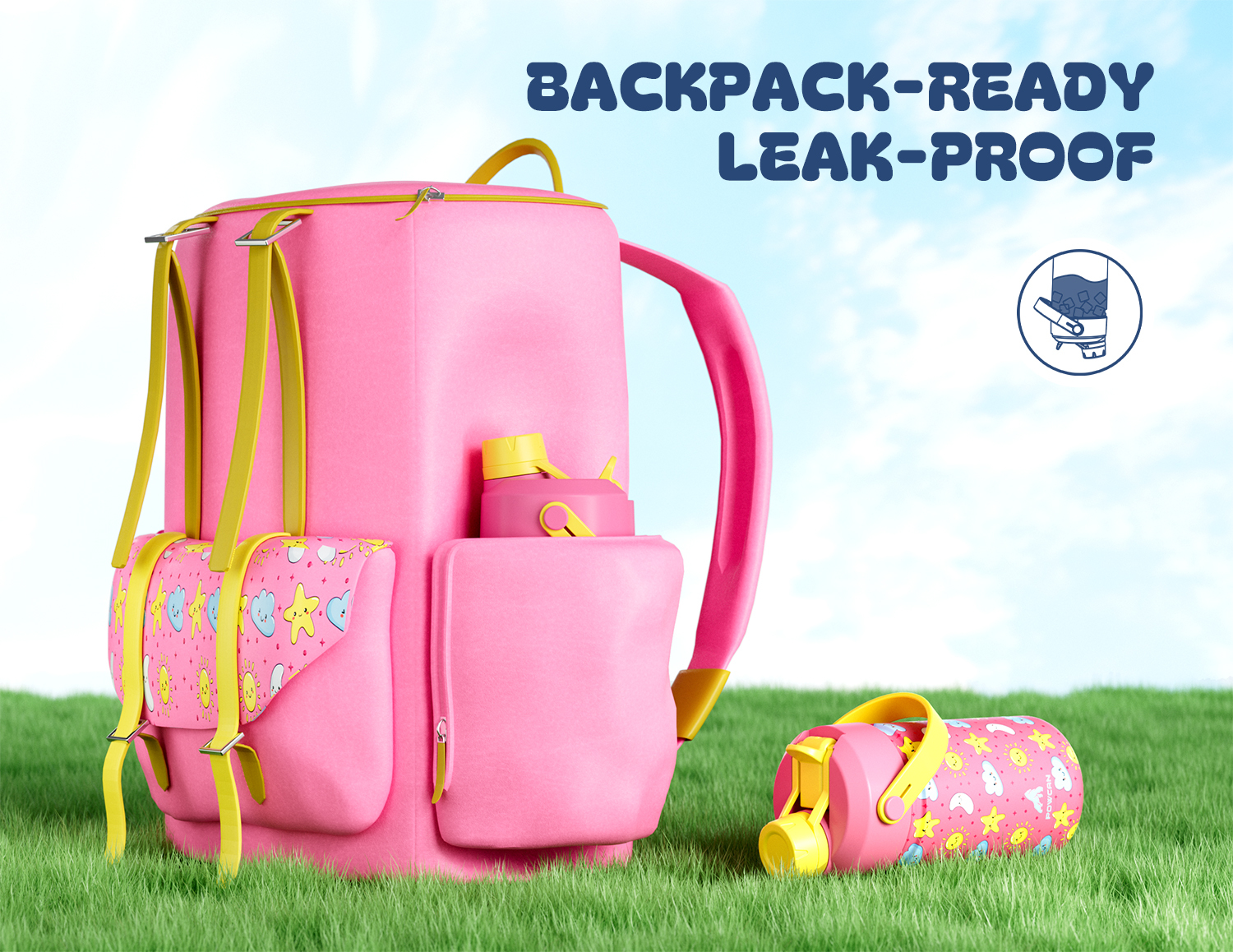 12 oz Insulated Water Bottle with 2-in-1 Straw and Spout Lid