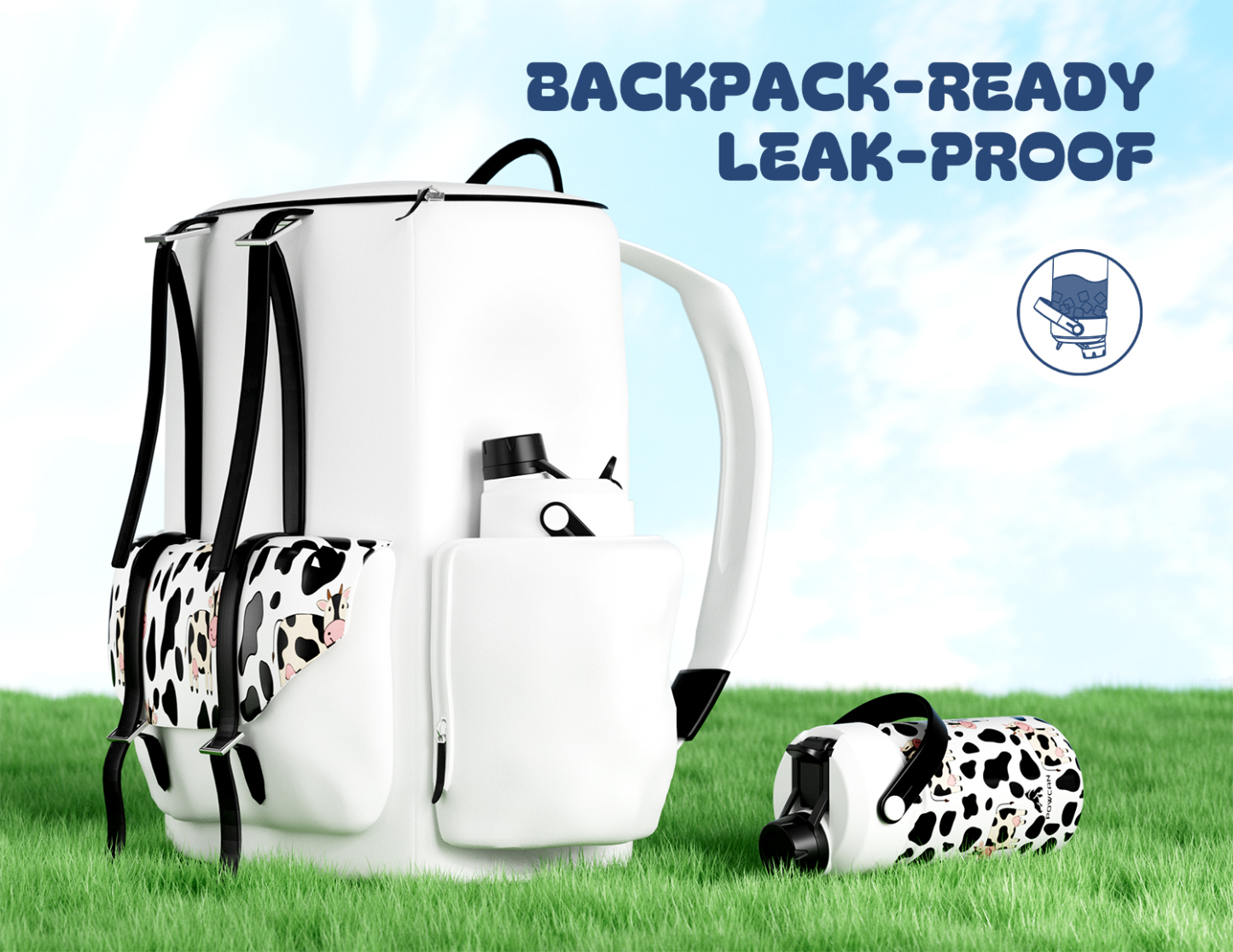 12 oz Insulated Water Bottle with 2-in-1 Straw and Spout Lid