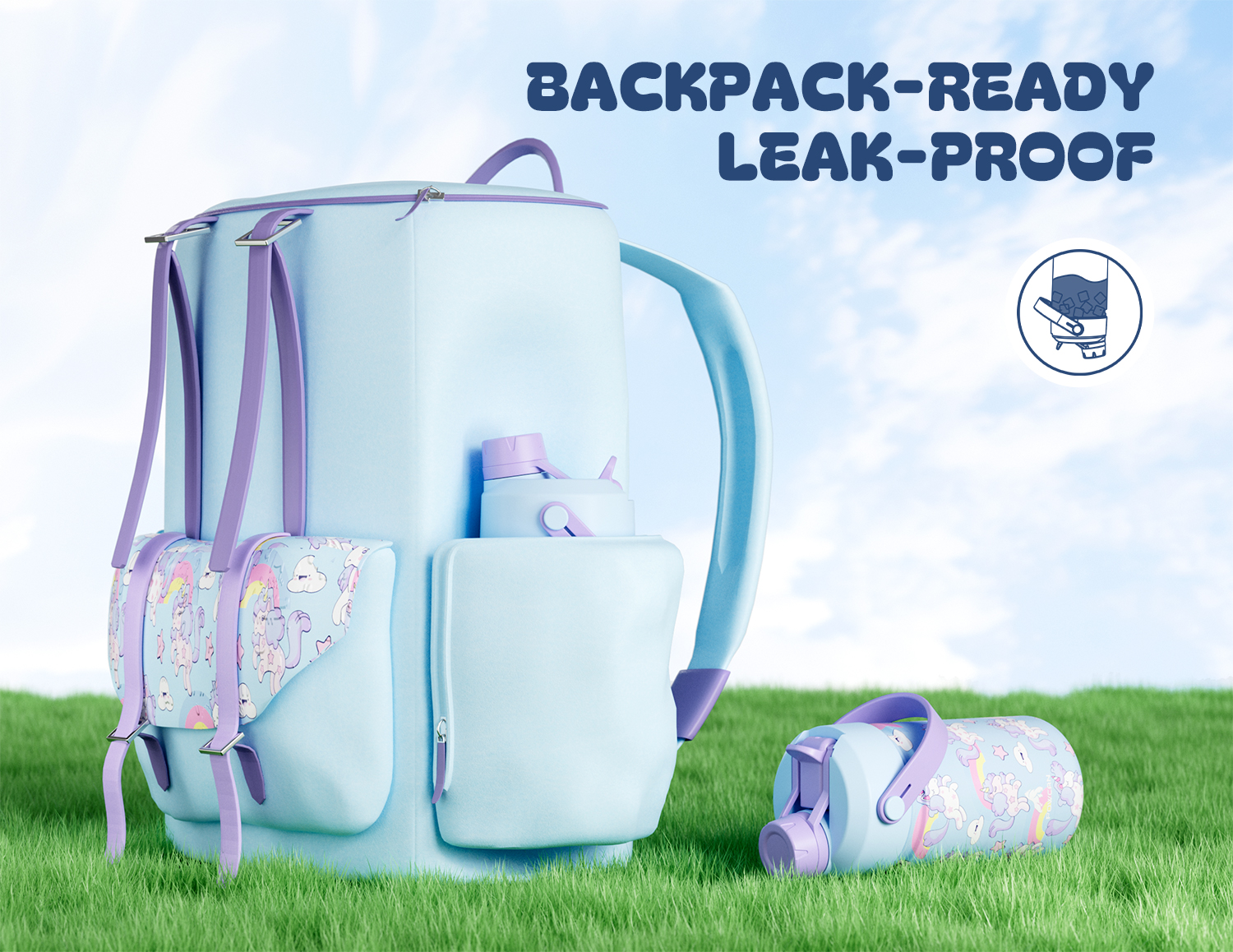 12 oz Insulated Water Bottle with 2-in-1 Straw and Spout Lid