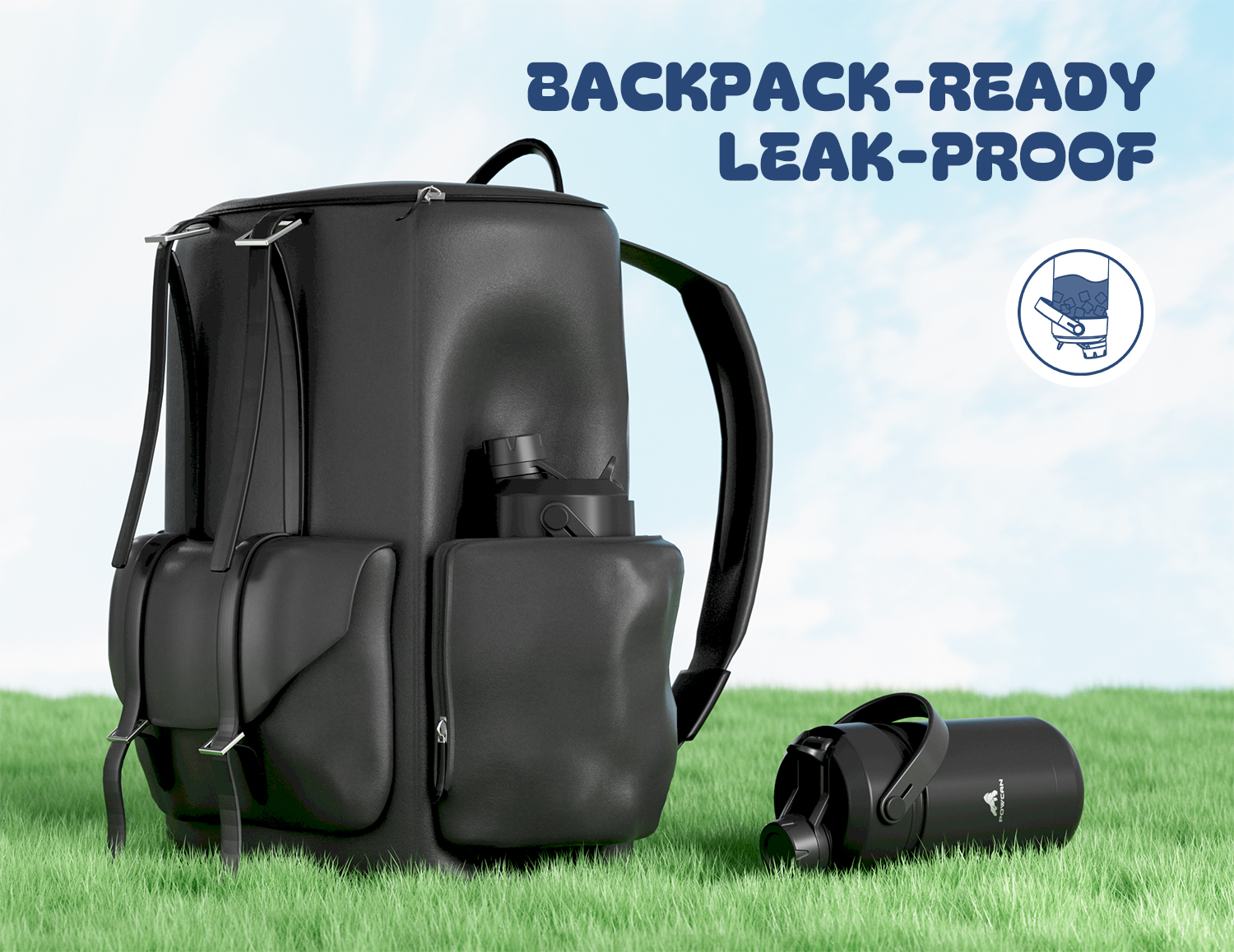 12 oz Insulated Water Bottle with 2-in-1 Straw and Spout Lid