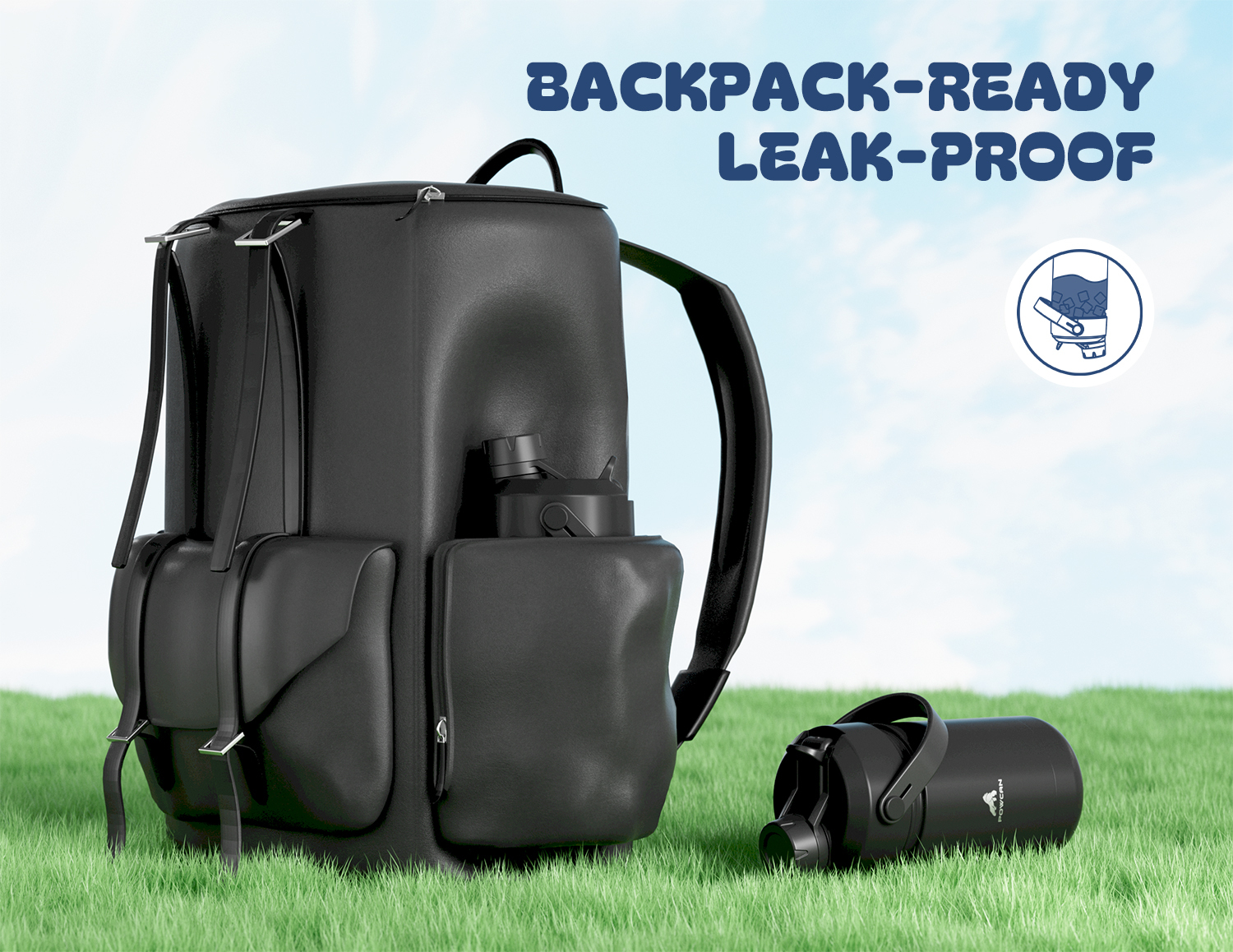 12 oz Insulated Water Bottle with 2-in-1 Straw and Spout Lid