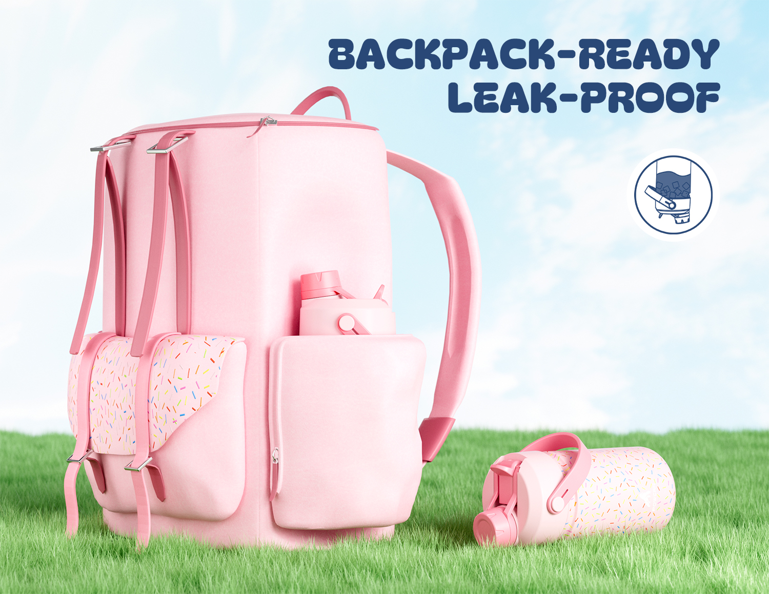 12 oz Insulated Water Bottle with 2-in-1 Straw and Spout Lid