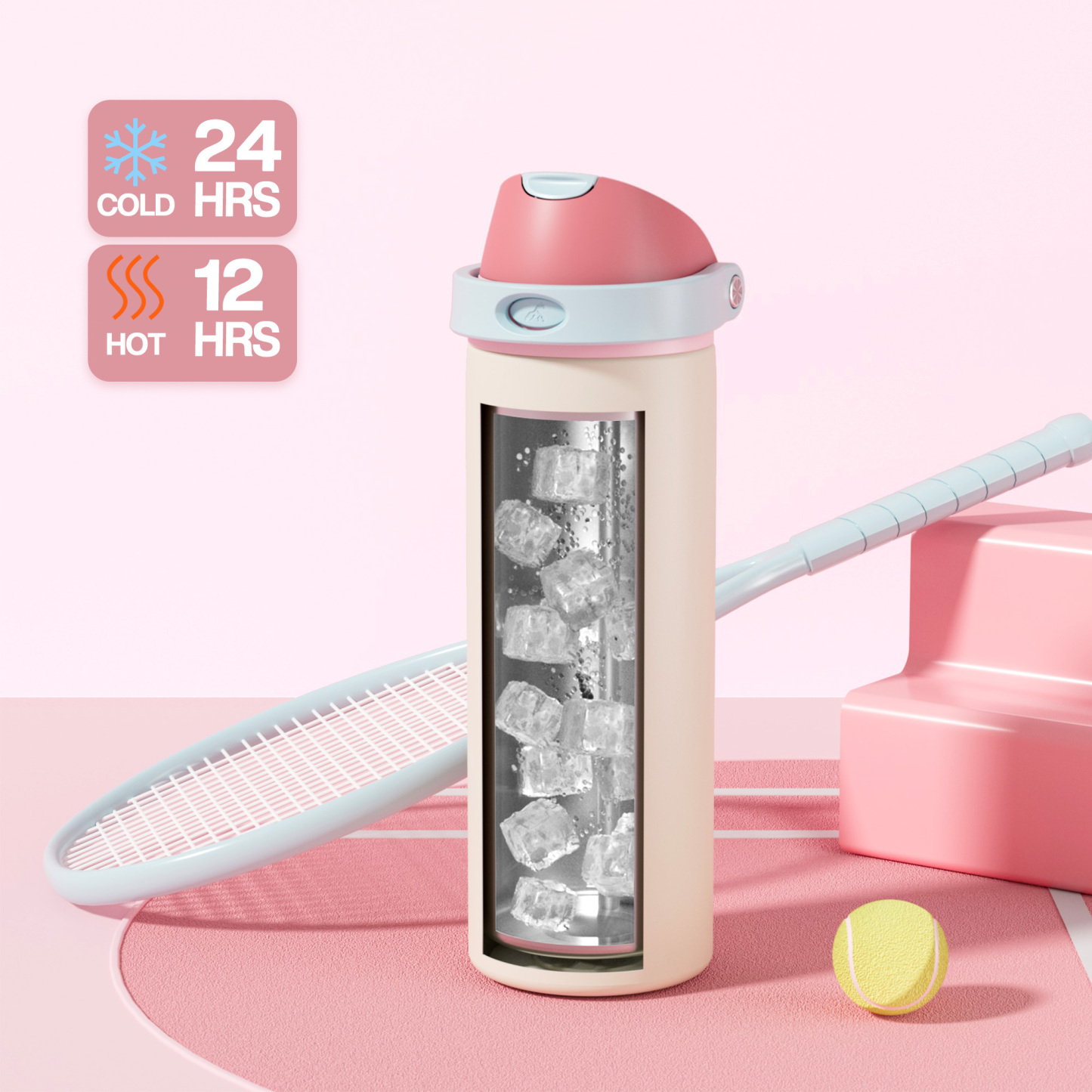 24 oz 2-in-1 Lid with Push-Button Spout Water Bottle