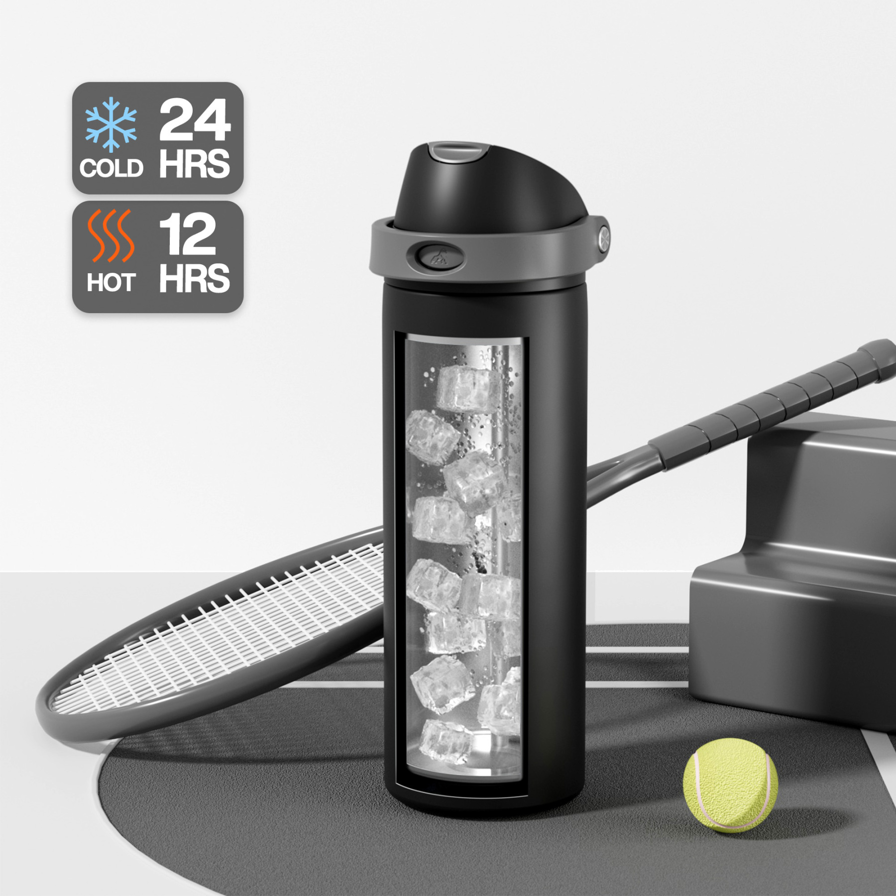 24 oz 2-in-1 Lid with Push-Button Spout Water Bottle