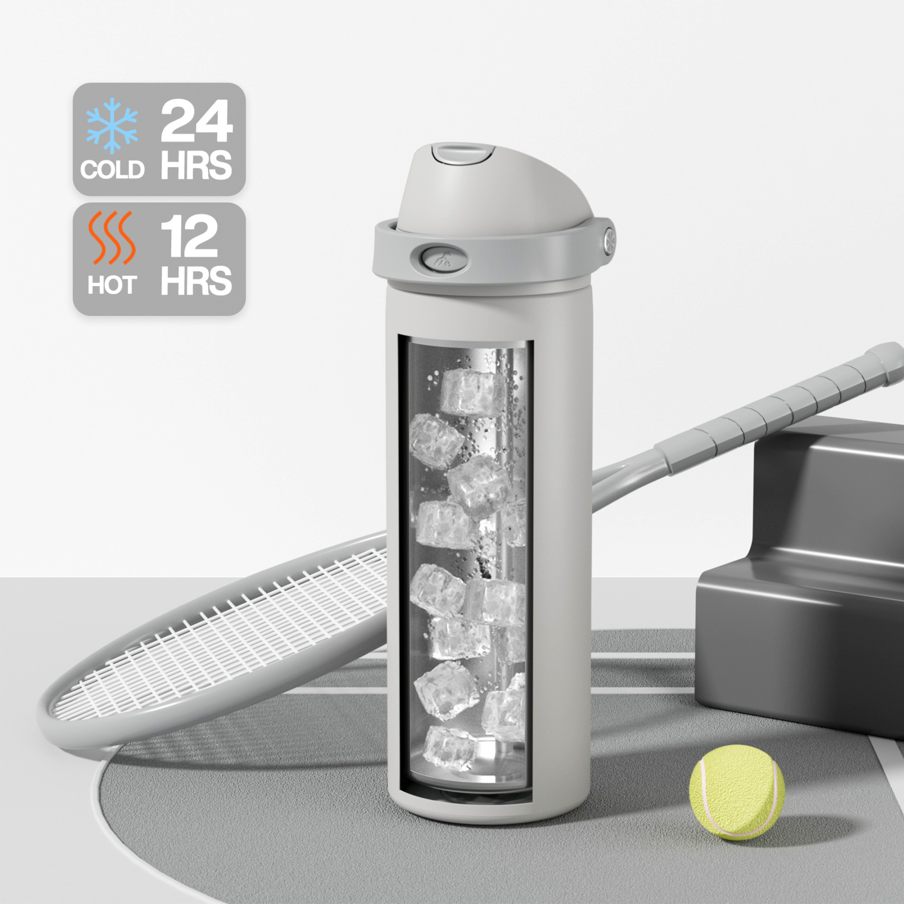 24 oz 2-in-1 Lid with Push-Button Spout Water Bottle