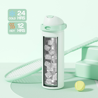 24 oz 2-in-1 Lid with Push-Button Spout Water Bottle