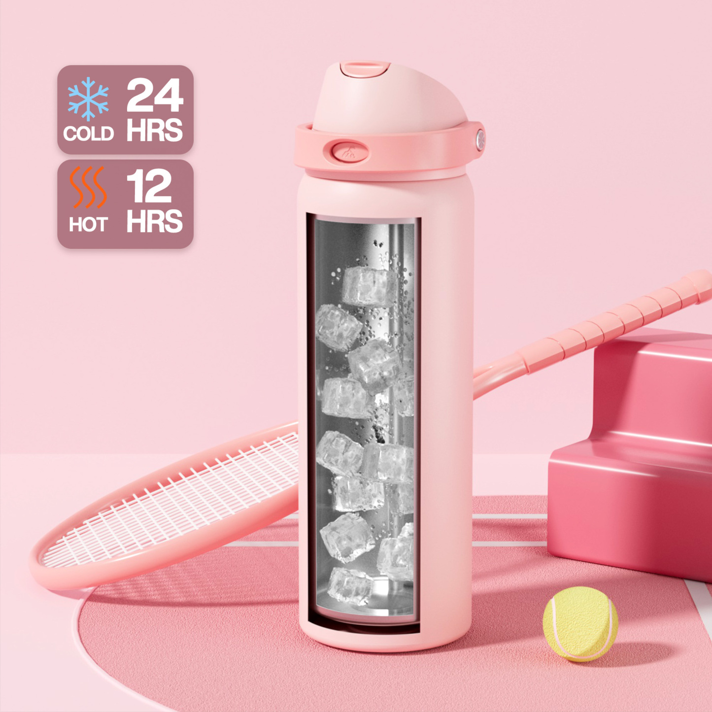 32 oz 2-in-1 Lid with Push-Button Spout Water Bottle