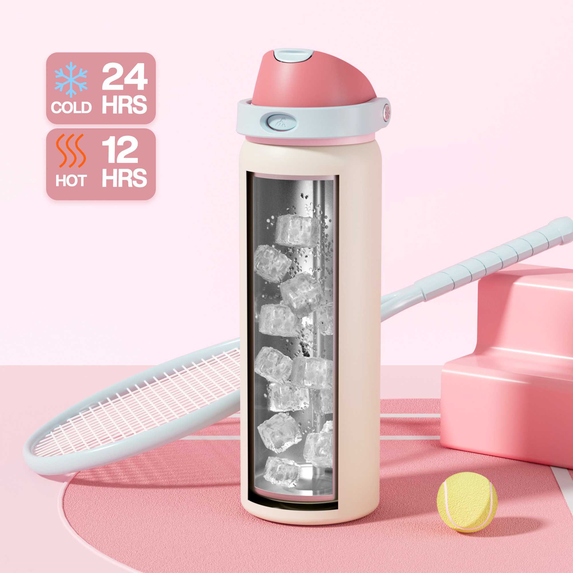 32 oz 2-in-1 Lid with Push-Button Spout Water Bottle