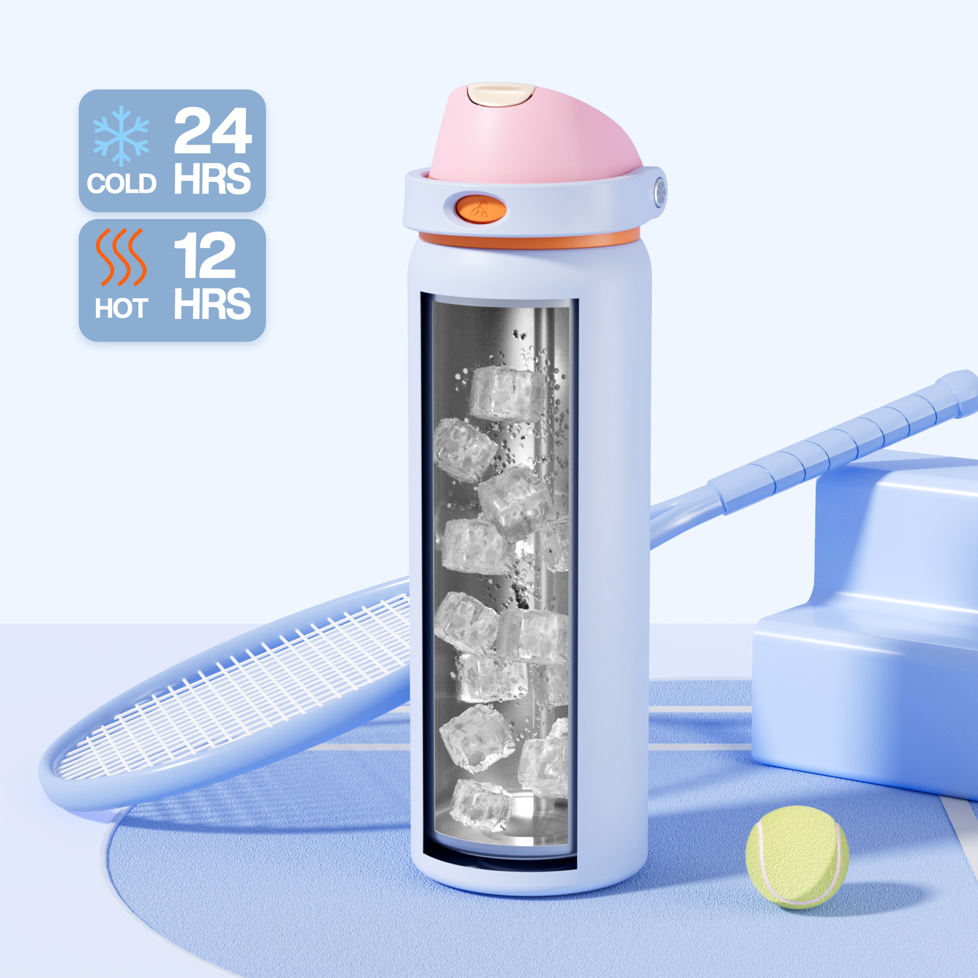 32 oz 2-in-1 Lid with Push-Button Spout Water Bottle