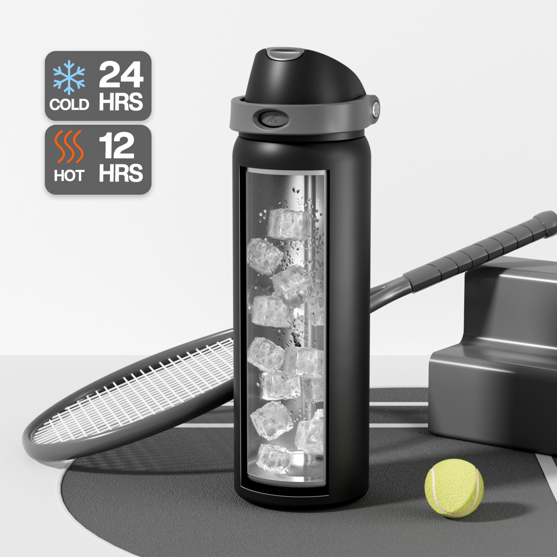 32 oz 2-in-1 Lid with Push-Button Spout Water Bottle