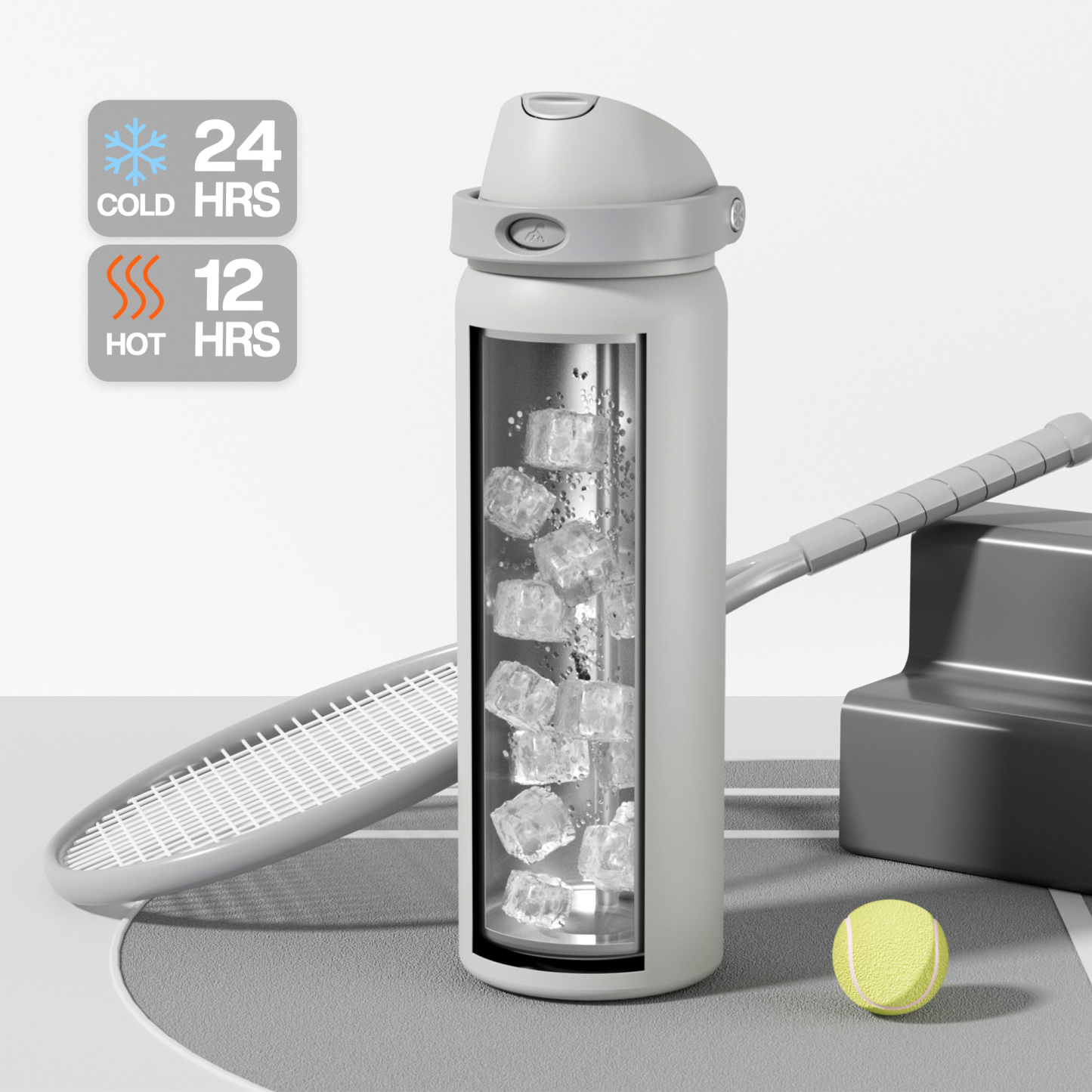 32 oz 2-in-1 Lid with Push-Button Spout Water Bottle