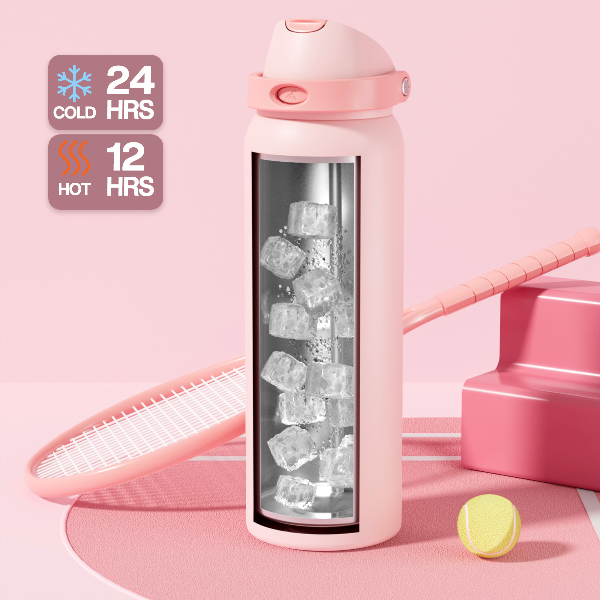 40oz 2-in-1 Lid with Push-Button Spout Water Bottle