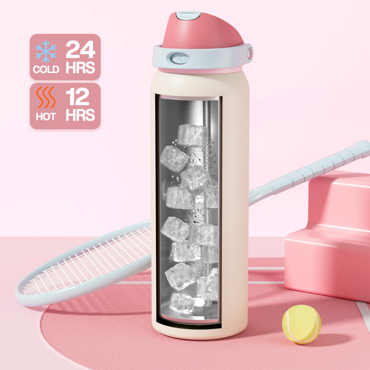 40oz 2-in-1 Lid with Push-Button Spout Water Bottle