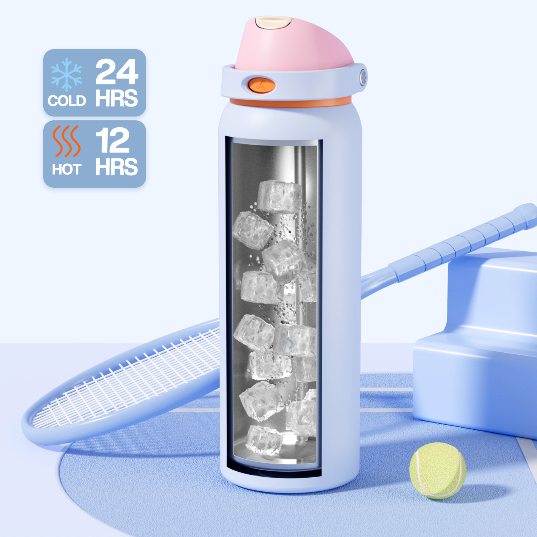 40oz 2-in-1 Lid with Push-Button Spout Water Bottle