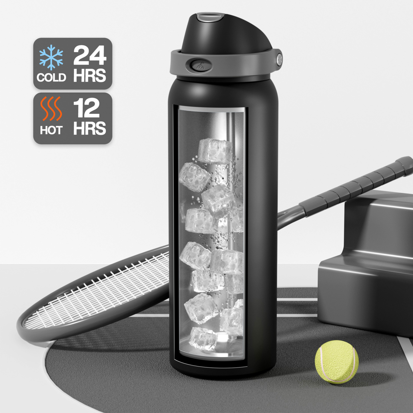 40oz 2-in-1 Lid with Push-Button Spout Water Bottle