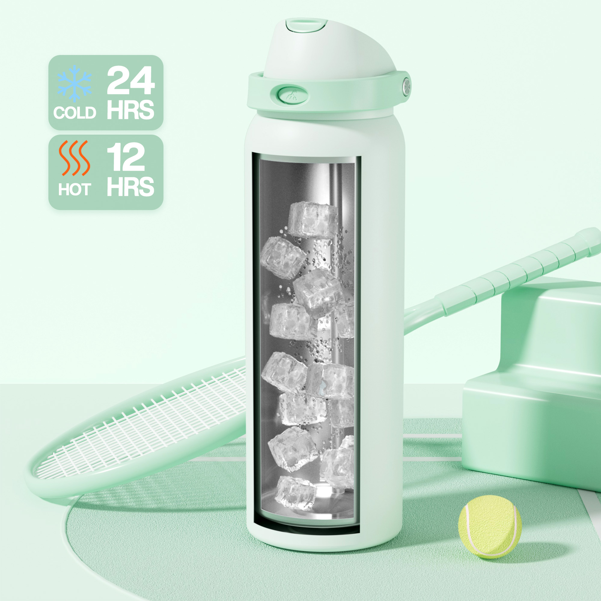 40oz 2-in-1 Lid with Push-Button Spout Water Bottle