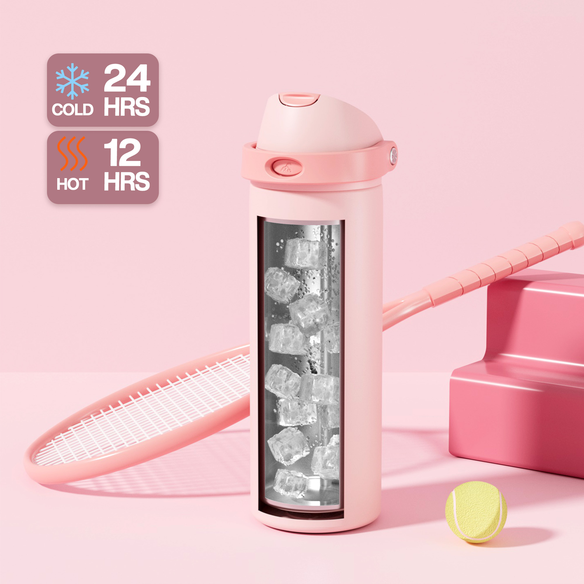 24 oz 2-in-1 Lid with Push-Button Spout Water Bottle