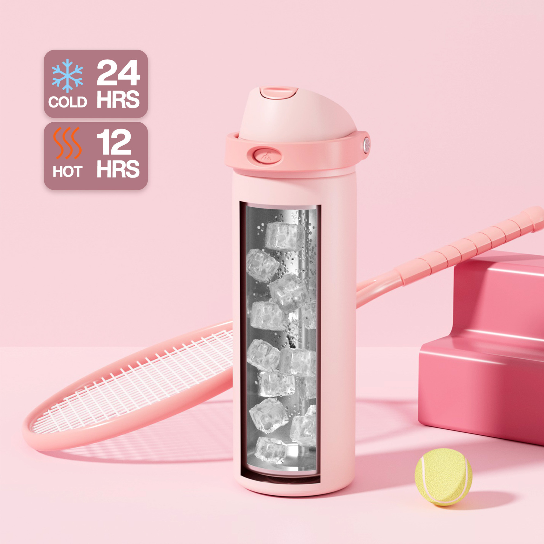 24 oz 2-in-1 Lid with Push-Button Spout Water Bottle