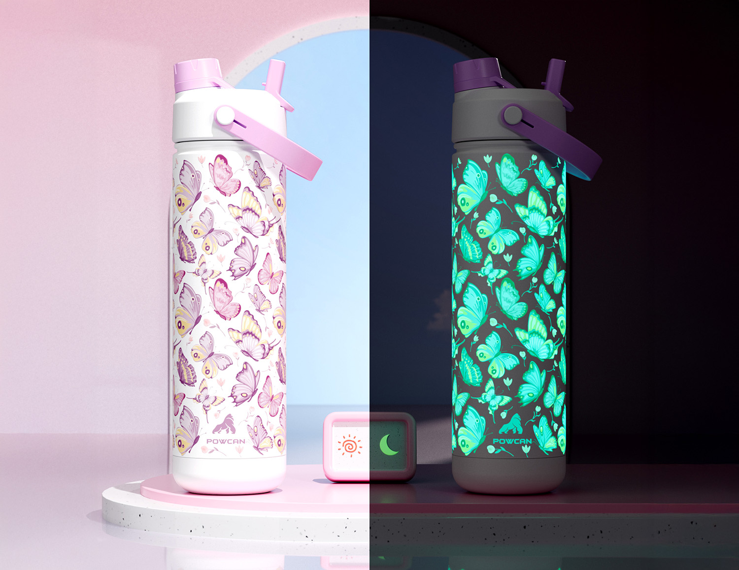 26 oz Insulated Water Bottle with 2-in-1 Straw and Spout Lid