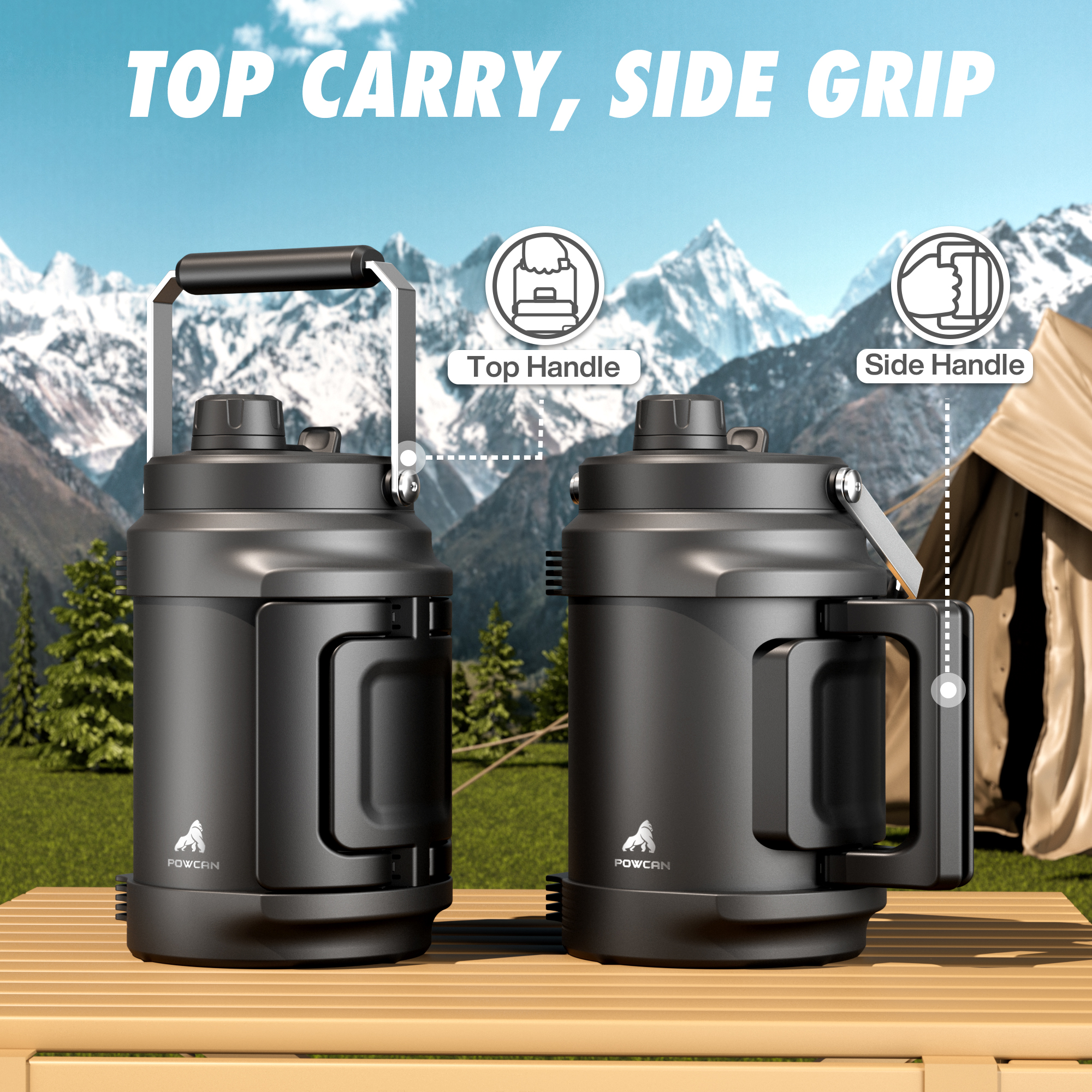 Insulated Water Jug with 2-in-1 Lid and Dual Handle