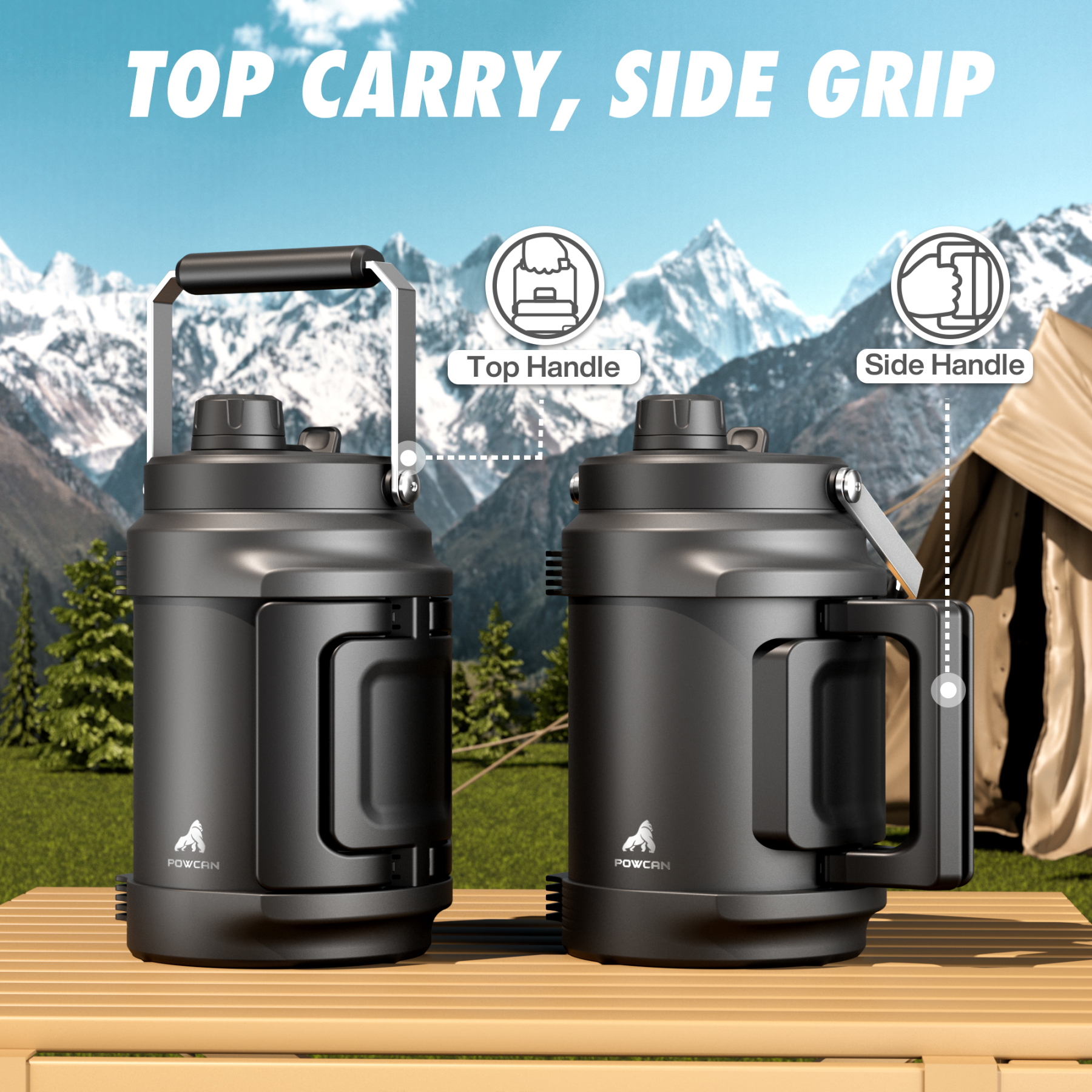 Insulated Water Jug with 2-in-1 Lid and Dual Handle