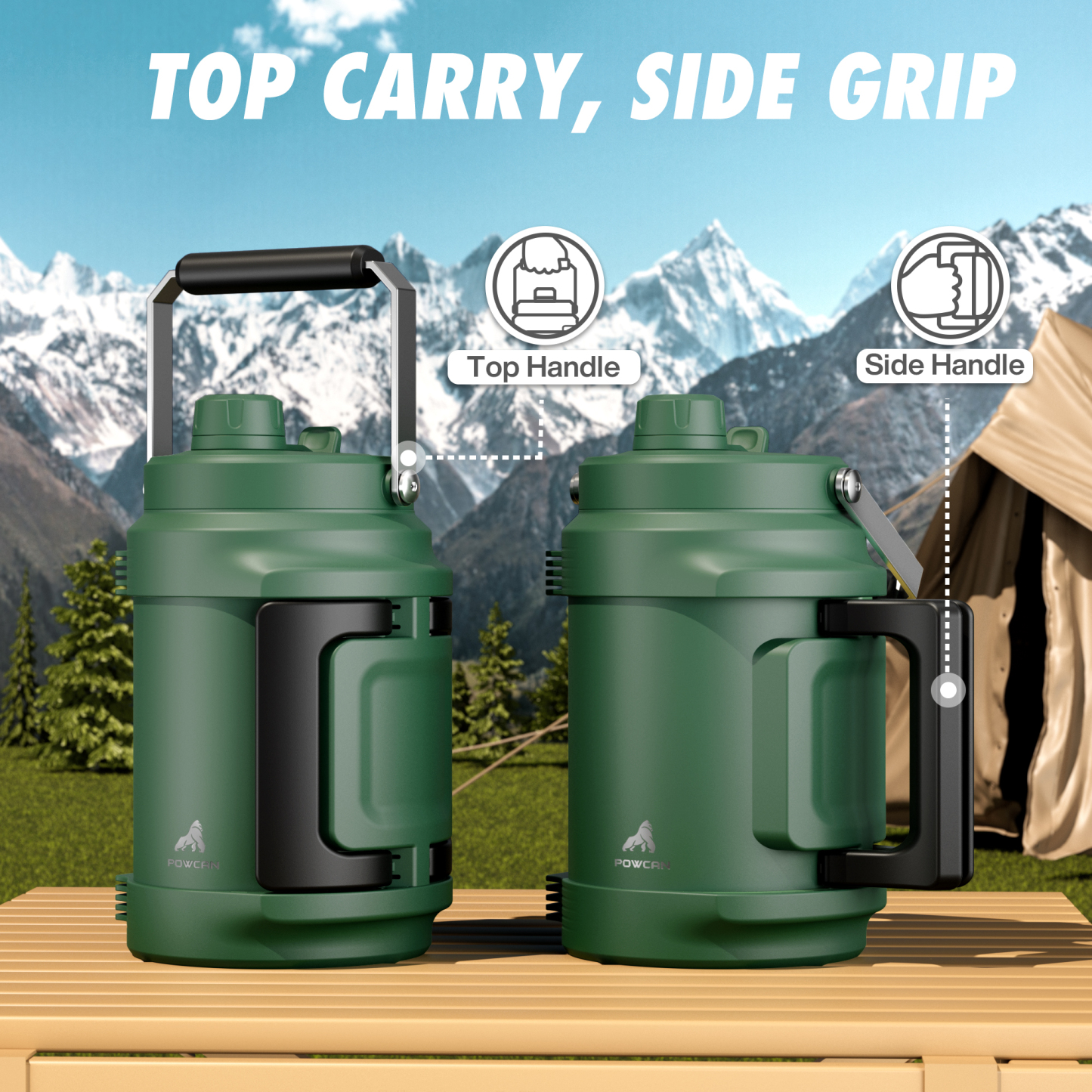 Insulated Water Jug with 2-in-1 Lid and Dual Handle