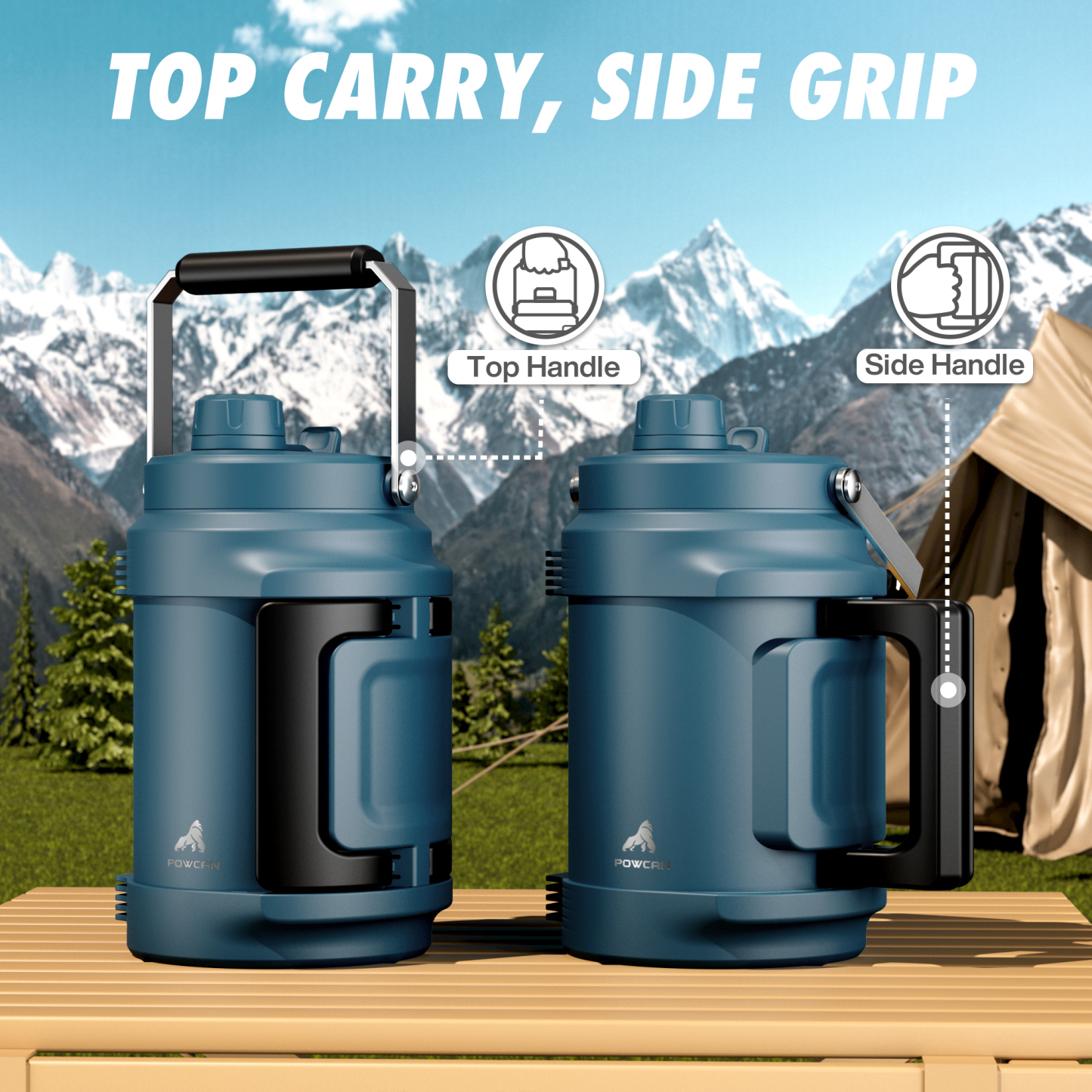 0.5 Gallon / 64 oz Insulated Water Jug with 2-in-1 Lid and Dual Handle